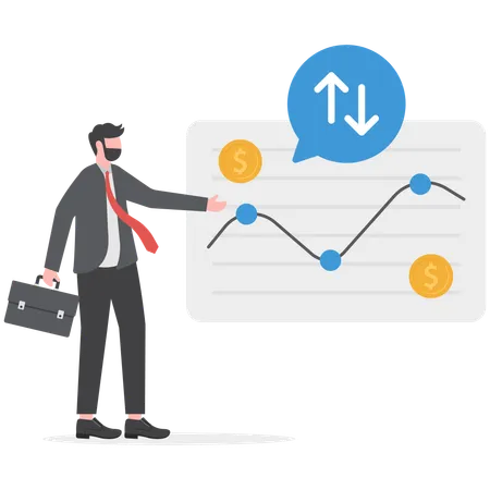 Businessman is viewing his profit graph  Illustration