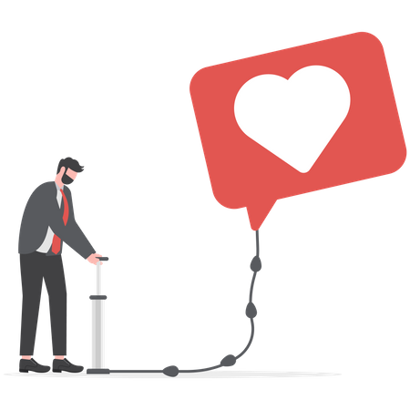 Businessman is viewing likes on social media  Illustration