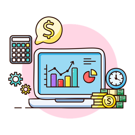 Businessman is viewing market analysis  Illustration