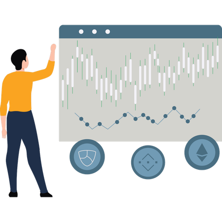 Businessman is viewing market graph  Illustration