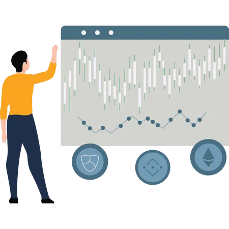 Businessman is viewing market graph  Illustration