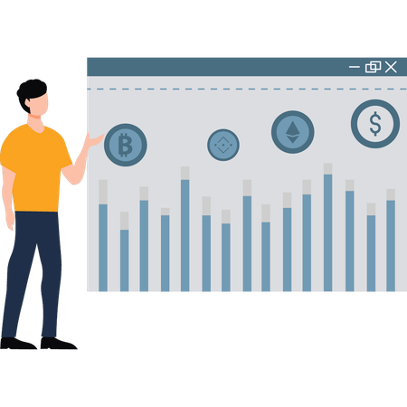 Businessman is viewing market graph  Illustration