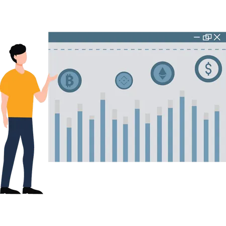 Businessman is viewing market graph  Illustration