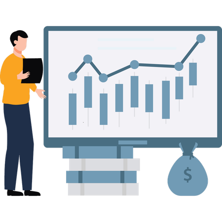 Businessman is viewing market graph  Illustration