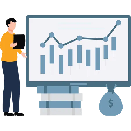 Businessman is viewing market graph  Illustration