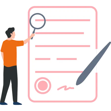 Businessman is viewing partnership contract papers  Illustration