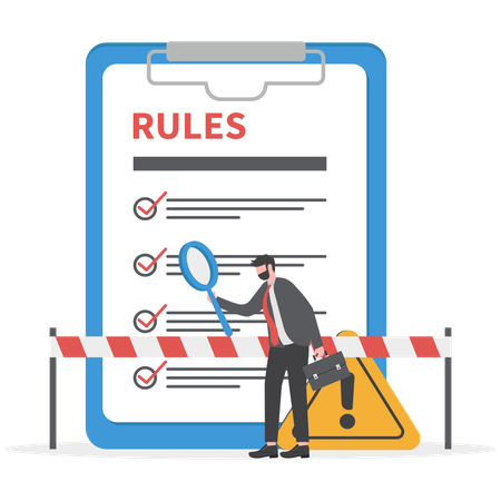 Businessman is viewing rules and regulations  Illustration