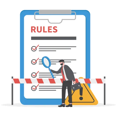 Businessman is viewing rules and regulations  Illustration