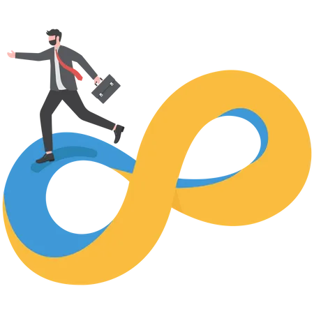 Businessman is walking on infinity path to achieve success  イラスト