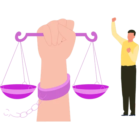 Businessman is weighing human rights  Illustration