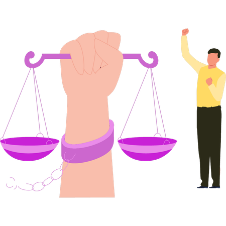 Businessman is weighing human rights  Illustration