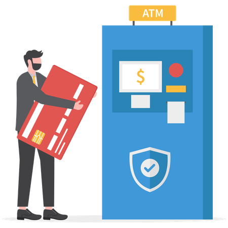 Businessman is withdrawing money from ATM machine  Illustration