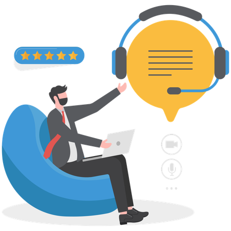 Businessman is working as customer care support  Illustration