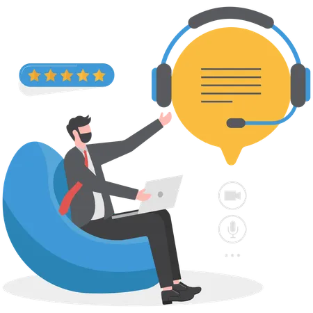Businessman Is Working As Customer Care Support Illustration