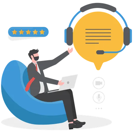 Businessman is working as customer care support  Illustration