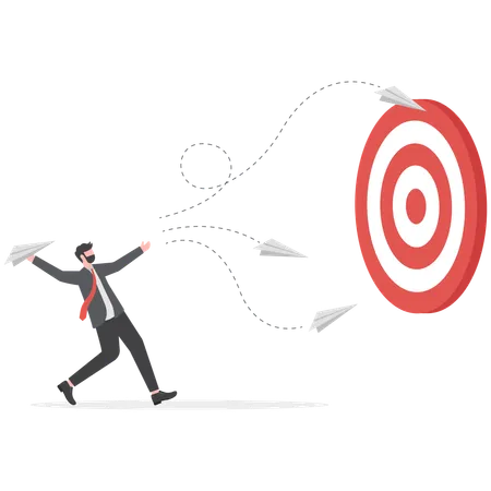 Businessman Is Working Hard To Achieve Target Illustration