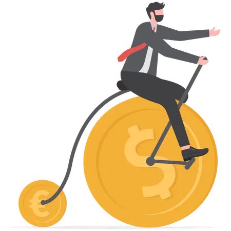 Businessman is working hard to earn more income  Illustration