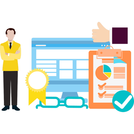Businessman is working in admin panel  Illustration