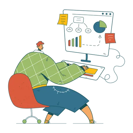 Businessman is working on a strategy Illustration