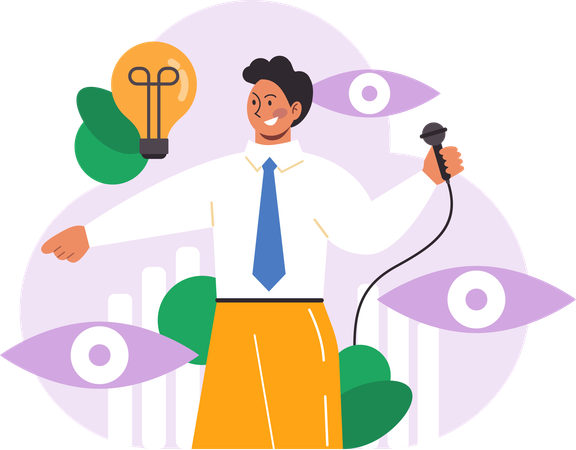 Businessman is working on business solutions  Illustration