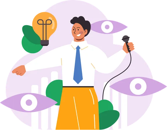 Businessman is working on business solutions  Illustration