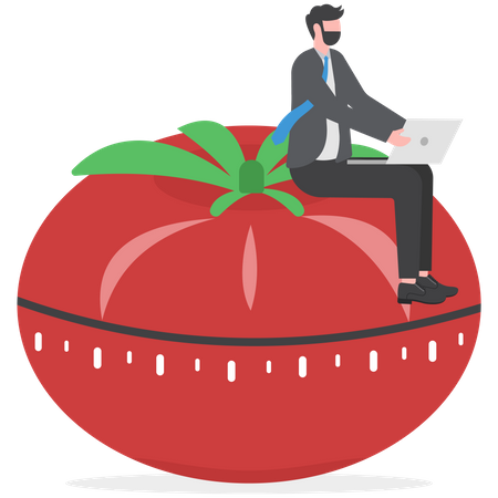 Businessman is working with pomodoro technique  Illustration