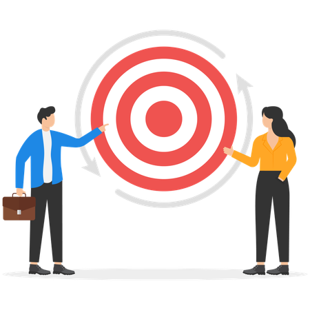 Businessman is working with team to achieve target  Illustration