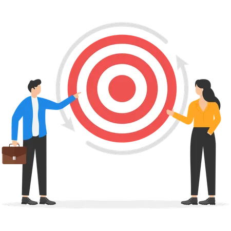 Businessman Is Working With Team To Achieve Target Illustration