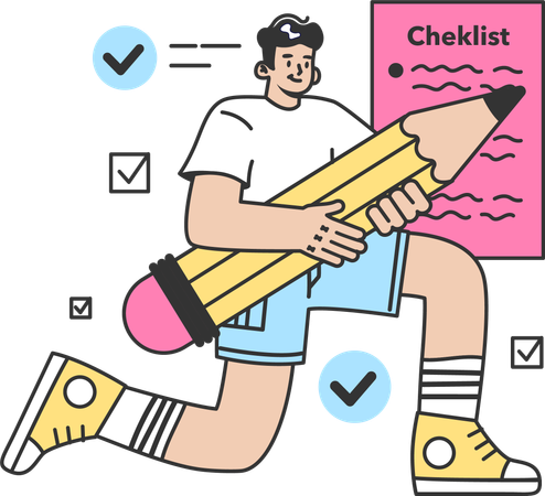 Businessman is writing checklist  Illustration