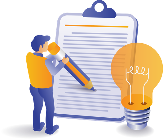 Businessman is writing creative ideas  Illustration