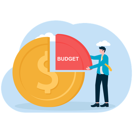 Businessman joining budget money in expenses  Illustration