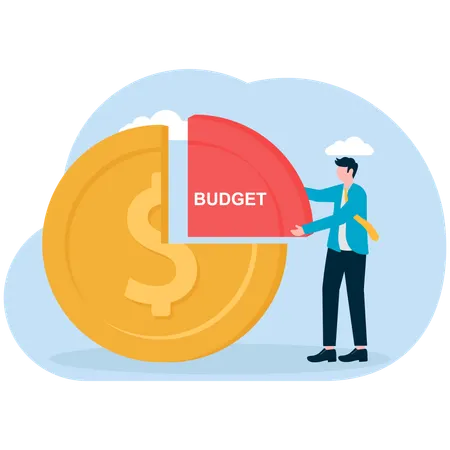 Businessman joining budget money in expenses  Illustration