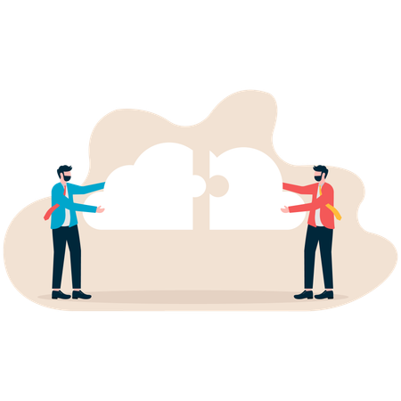 Businessman joining cloud infrastructure  Illustration