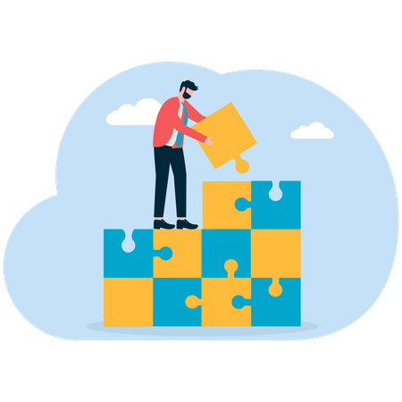 Businessman joining puzzle  Illustration