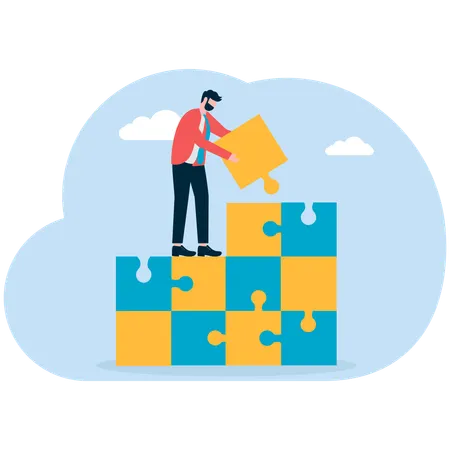 Businessman joining puzzle  Illustration