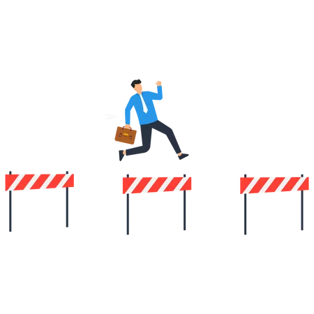 Successful Business From Competition Skills For Success Businessman Jump Across Hurdles Illustration