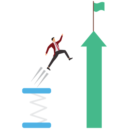 Businessman jump over check marked steps  Illustration