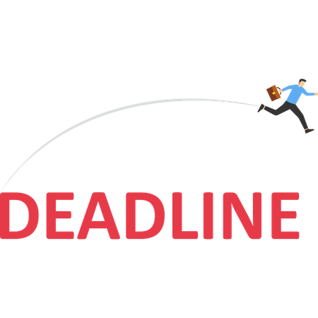 Businessman jump over deadline  Illustration