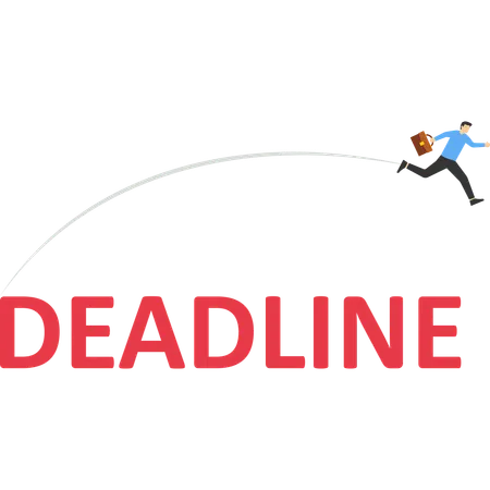 Businessman jump over deadline  Illustration