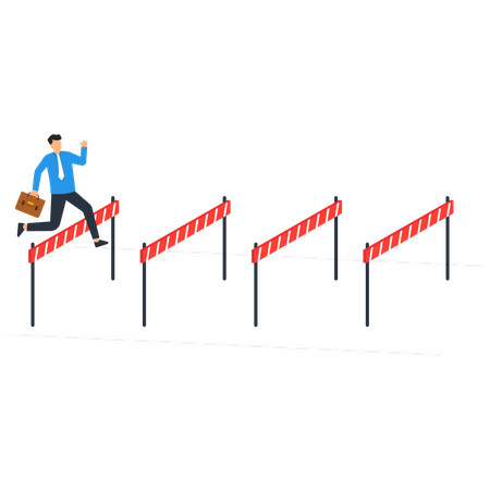 Businessman Jump Over Hurdles  Illustration