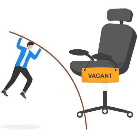 Businessman jump pole to management office chair  Illustration