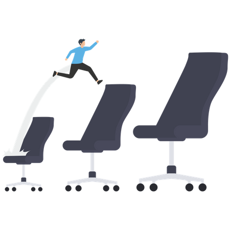 Businessman jump step by step on position to achieve goal  Illustration