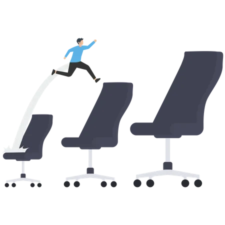 Businessman jump step by step on position to achieve goal  Illustration