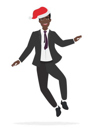Businessman jumping and dancing  in Christmas party  Illustration
