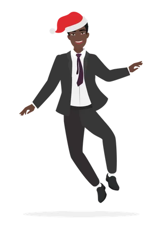 Businessman jumping and dancing  in Christmas party  Illustration