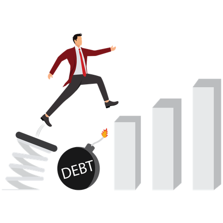 Businessman jumping debt  Illustration