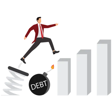 Businessman jumping debt  Illustration