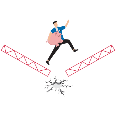 Businessman jumping financial hurdles  Illustration