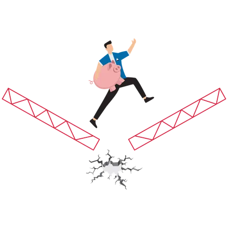 Businessman jumping financial hurdles  Illustration