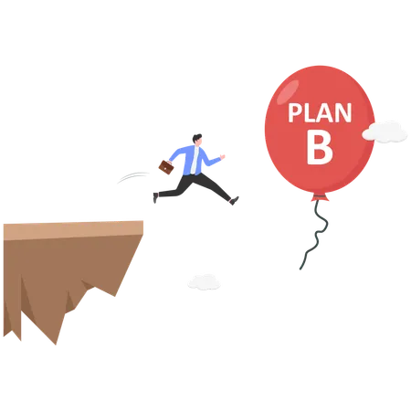 Businessman jumping for alternative solution of business plan A and B  Illustration